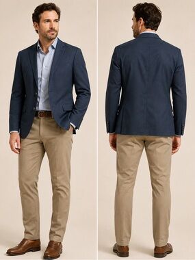 Faherty Blazer Mens L Navy Blue Indigo Dyed Organic Cotton Coolmax Stretch New